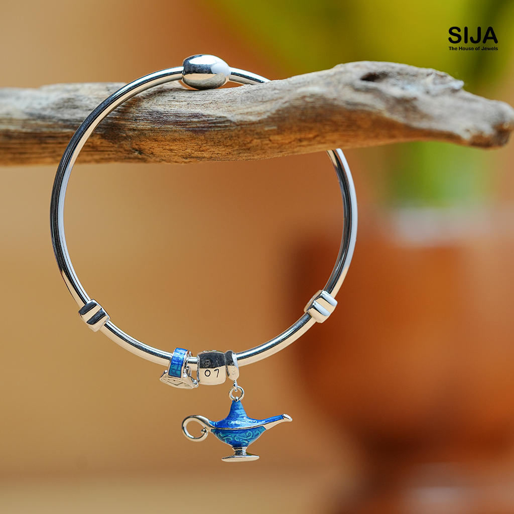 Women Bracelet Aladdin lamp Charm- 925 Silver