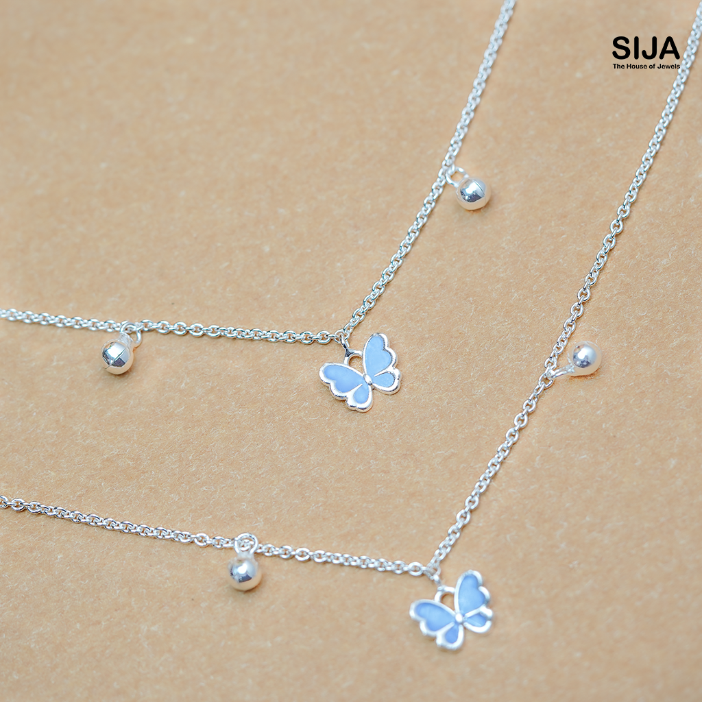 Blue Butterfly - 925 Silver Anklet