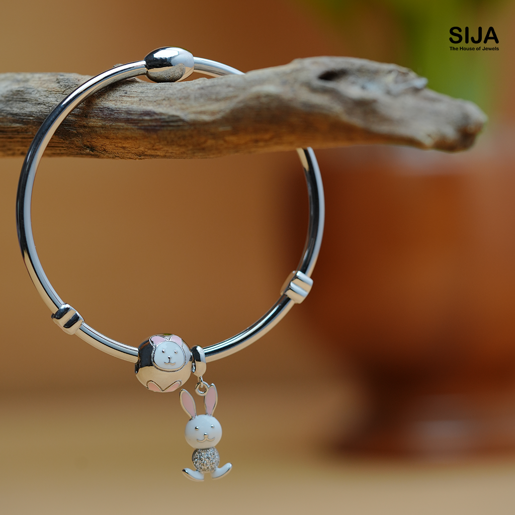 Bunny Charm - 925 Silver Women Bracelet