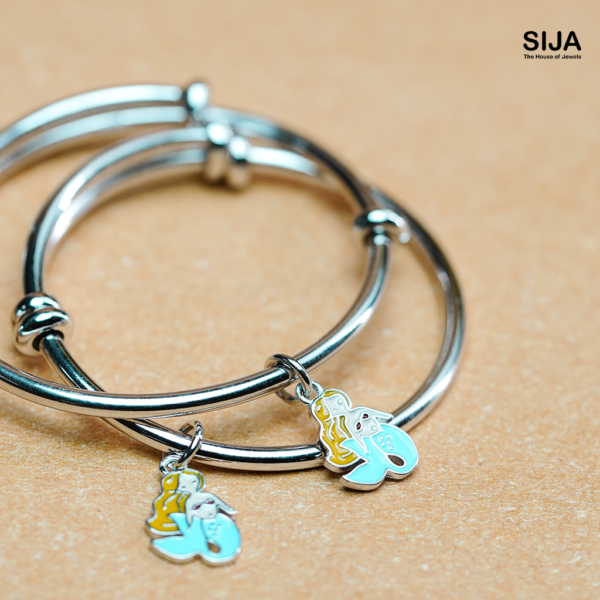Mermaid Charm - 925 Silver Kids Bracelet