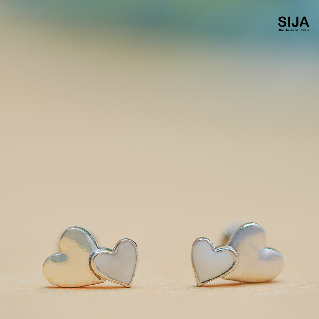 Twin Hearts Whisper Stud - 925 silver