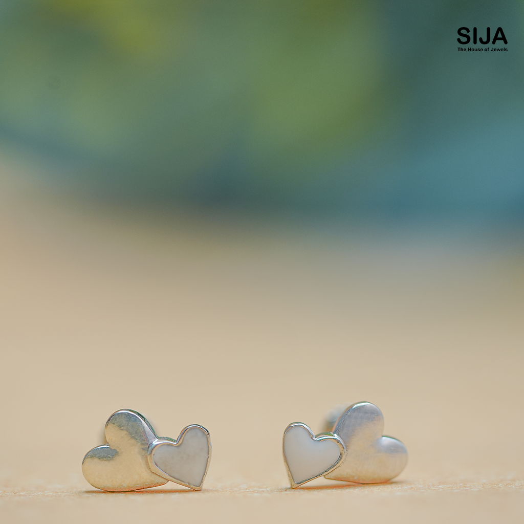 Twin Hearts Whisper Stud - 925 silver