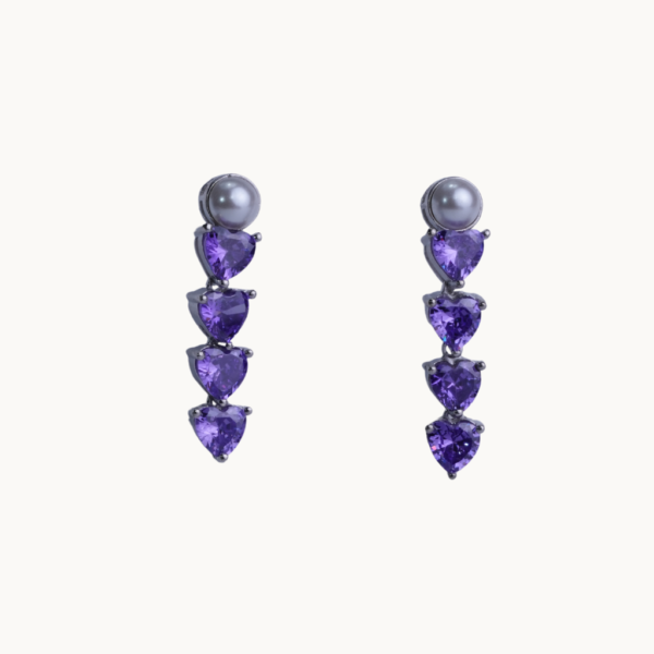 amethyst heart earrings