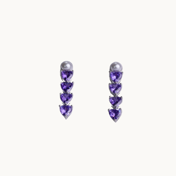 amethyst heart earrings
